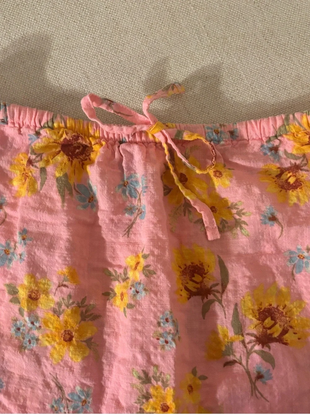 Old Navy Girls Floral Tiered Midi Skirt Pink Sunflower Size XL (14-16)